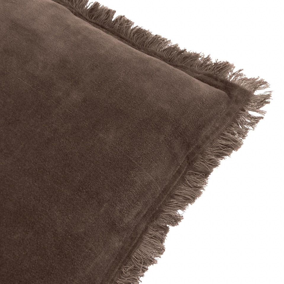 image 1 of Yard Jaye Cotton Velvet Polyester Filled Cushion, Bitter Chocolate