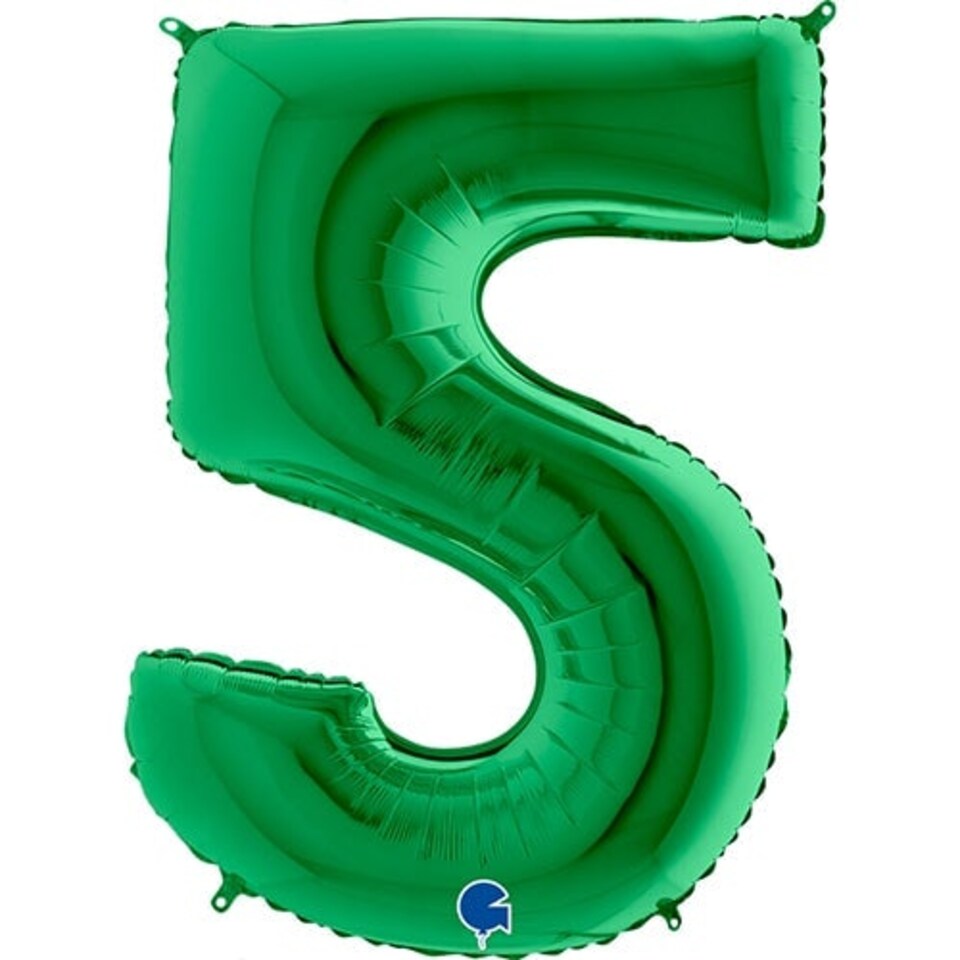 Green Number 5 Helium Foil Giant Balloon 102cm / 40 in