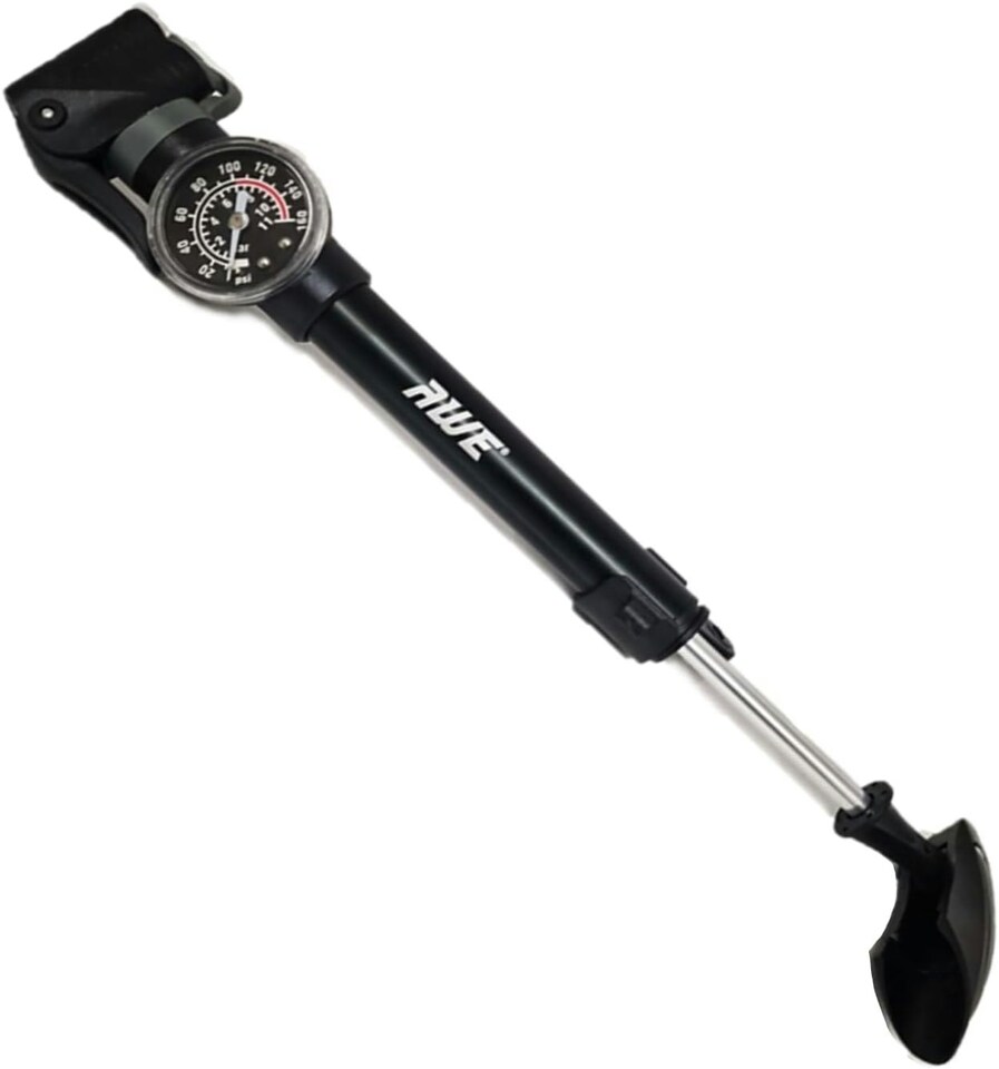 image 1 of AWE CNC 6063 Alloy Mini Bike Pump With Gauge 100 PSI Max Pressure Dual Valve SV/PV