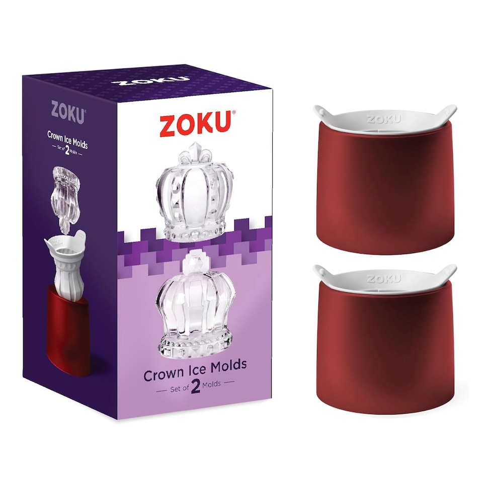 image 1 of Crown Ice Moulds - Set of 2 Silicone Reusable Large Ice Makers | Red | Red | One Size | 2