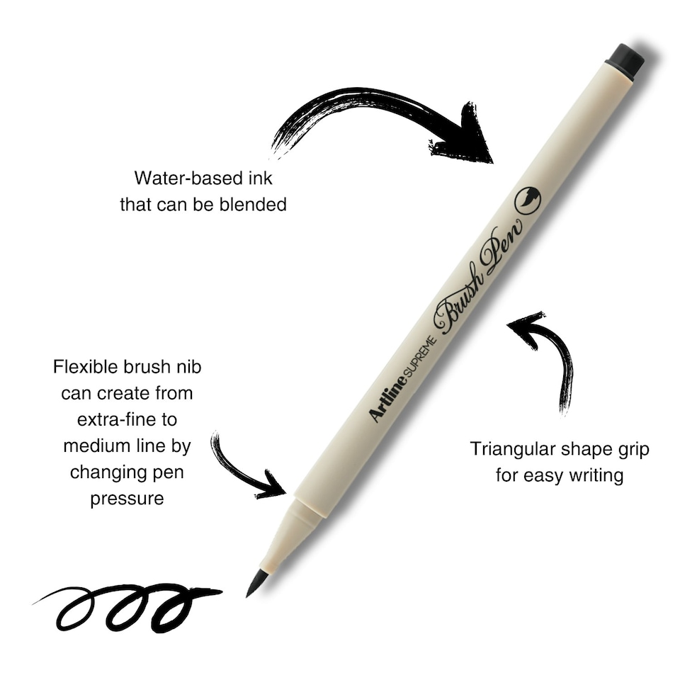 image 1 of Artline Supreme Brush Pens Assorted 7 Pack Brown | Brown, Pale Brown, Light Brown, Olive, Pale Grey, Grey Purple