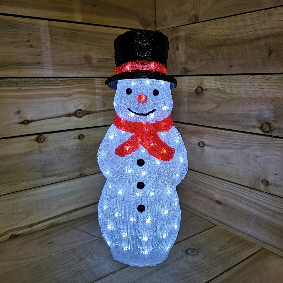 image 1 of 53cm 100 LED Acrylic Snowman Indoor Outdoor Christmas Decoration