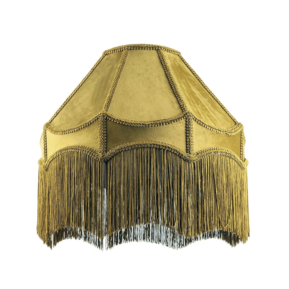 image 1 of Traditional Victorian Empire 40cm Shade in Olive Green with Tassels Green