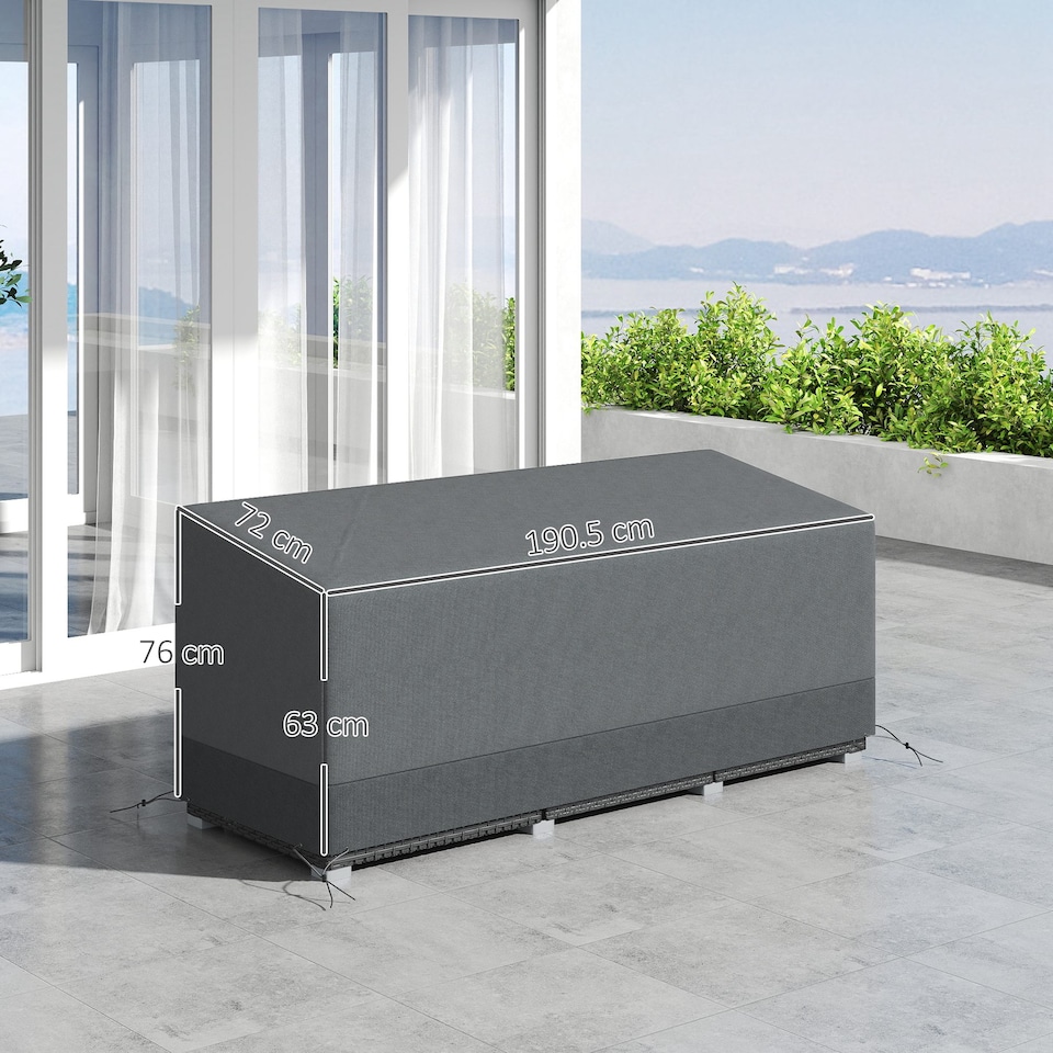 image 1 of Outsunny 190x72x76cm Rectangular Patio Furniture Cover for Chairs 600D Oxford | Grey | Grey | 190.5cm x 72cm x 76cm