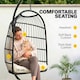 image 5 of Outsunny Hanging Egg Chair, Outdoor Swing Chair with Stand, Black/Cream | Black | Black/Cream White | One Size