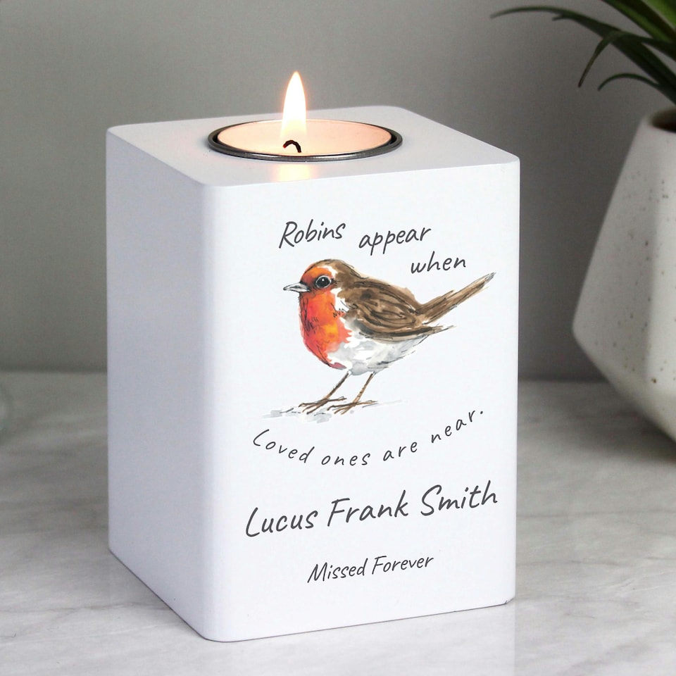 image 1 of Robins White Wooden Tea Light Holder White
