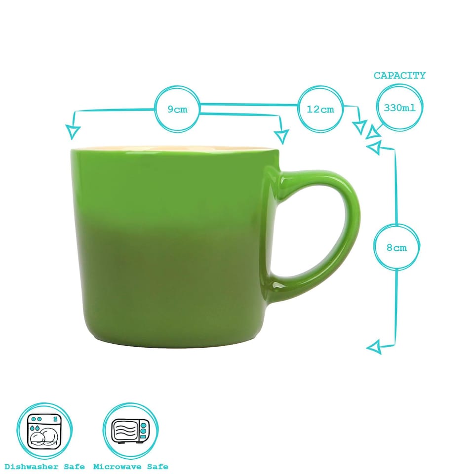 image 1 of Argon Tableware New Bone China Mugs - 330ml - Green Ombre - Pack of 4 | Green | Green | 4