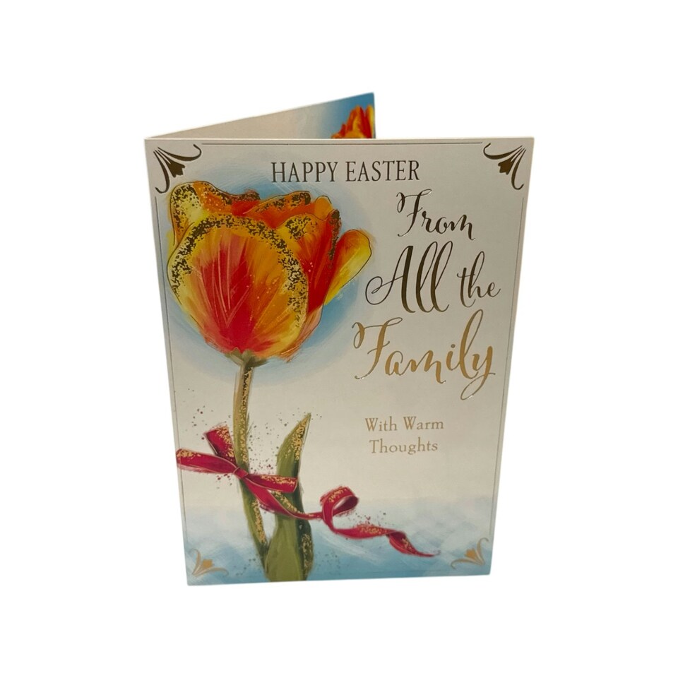 image 1 of From All The Family Beautiful Orange Tulip Flower Design Easter Card