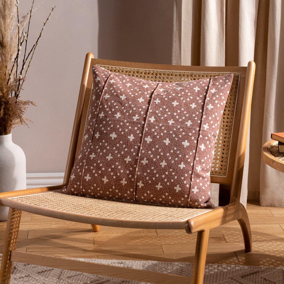 image 1 of Yard Helm Organic Woven Cushion, Pecan, 50 x 50cm