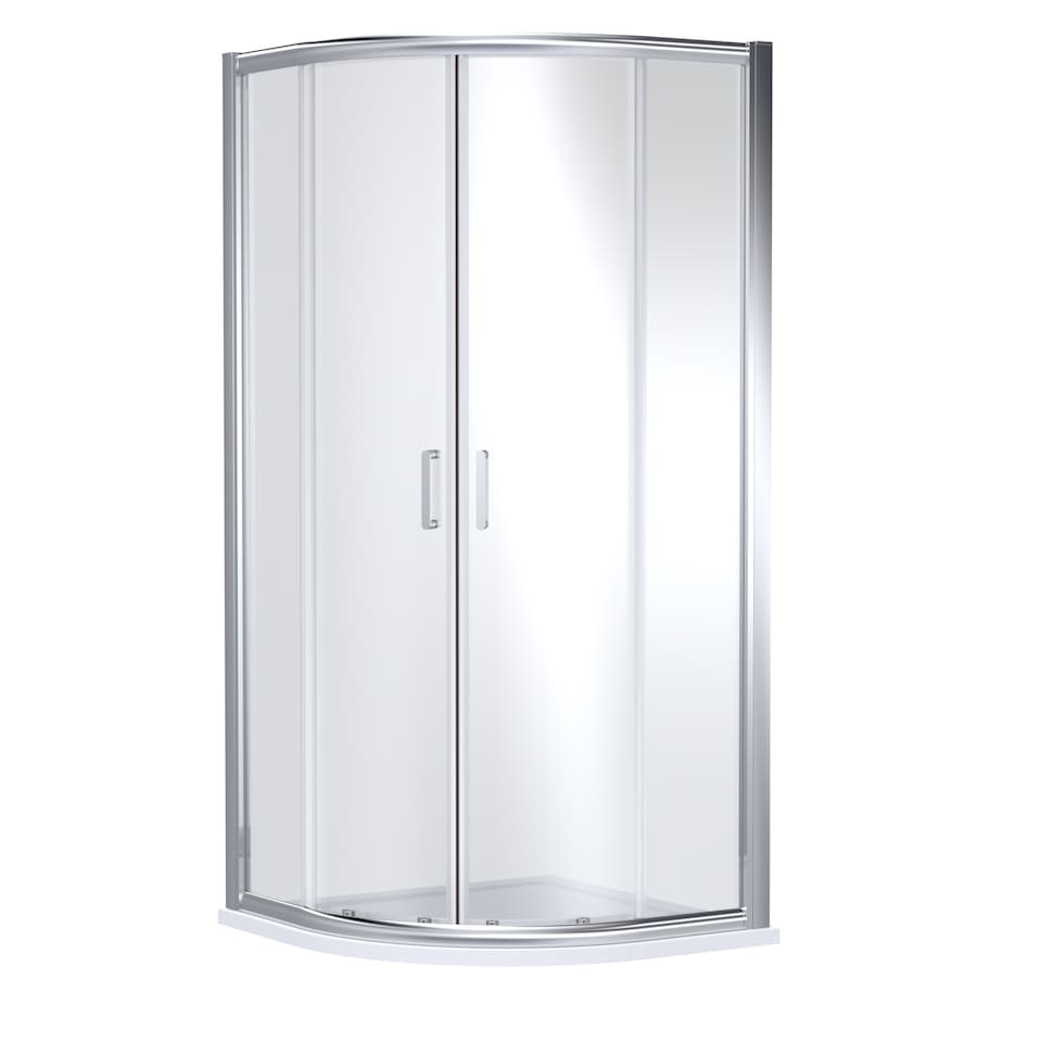 image 1 of Contemporary 8mm Glass Quadrant Shower Enclosure, 900 x 900mm, Chrome | Silver | Chrome | 1