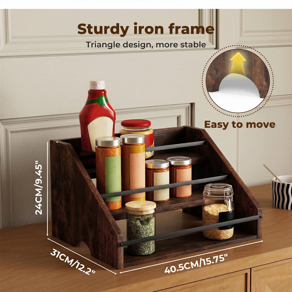 image 1 of Toque Counter Top Wine Rack Storage Liquor Bottle Display Shelf Wooden Holders