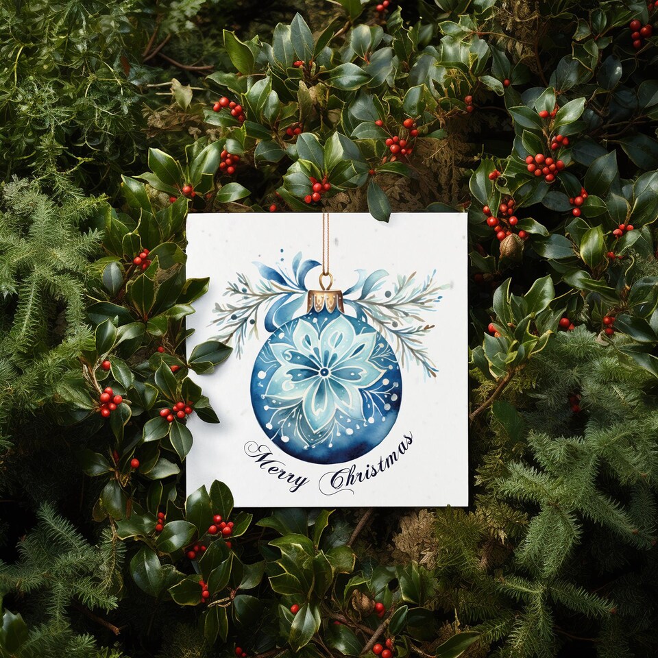 image 1 of Winter Bauble - Plantable Wildflower Seed Christmas Cards - 5 Pack