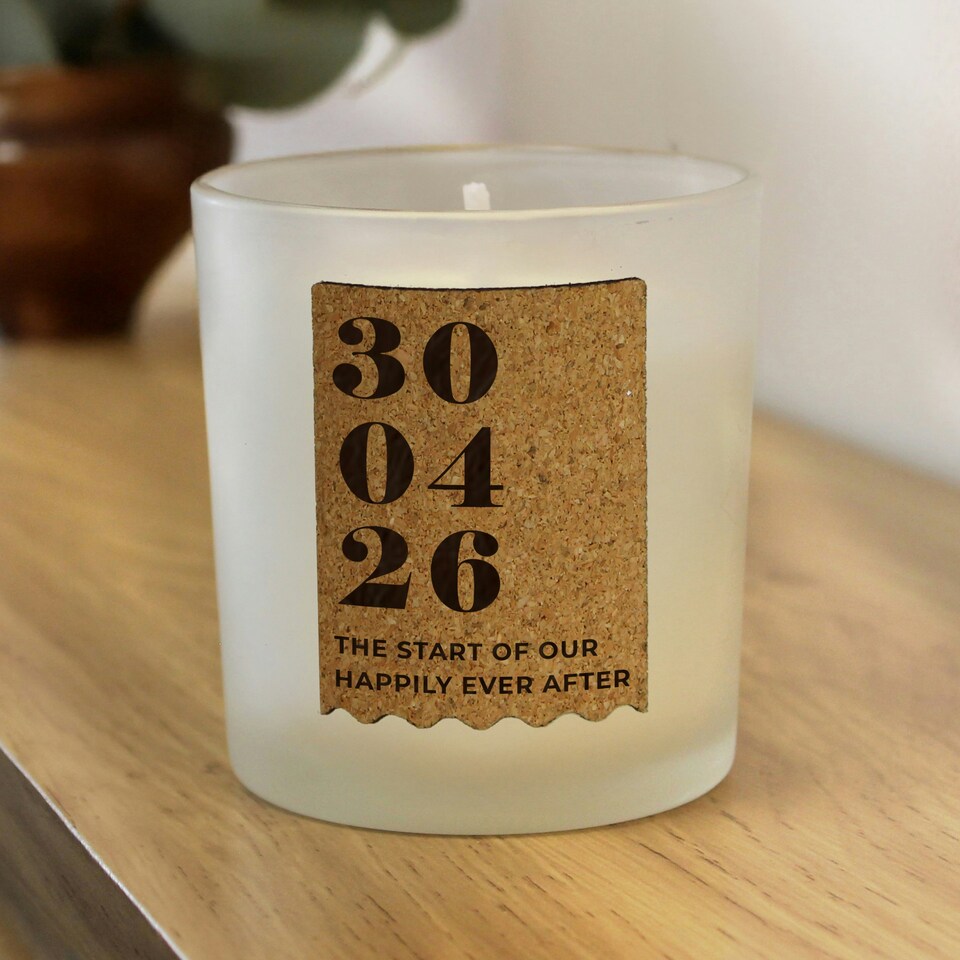 image 1 of Personalised Anniversary Cork Label Candle Jar Clear
