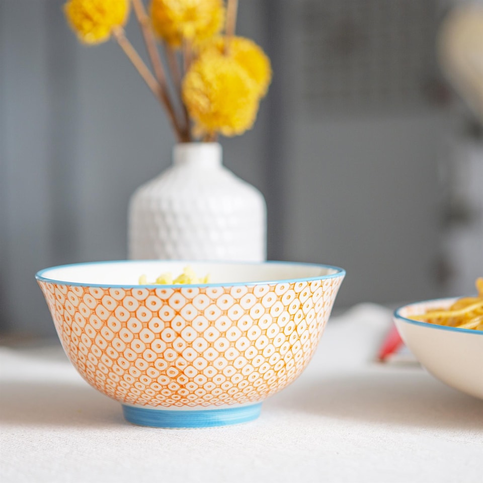 image 1 of Nicola Spring Hand-Printed Butter Dish - 18.5 x 12cm - Blue | Blue | Multi-Coloured