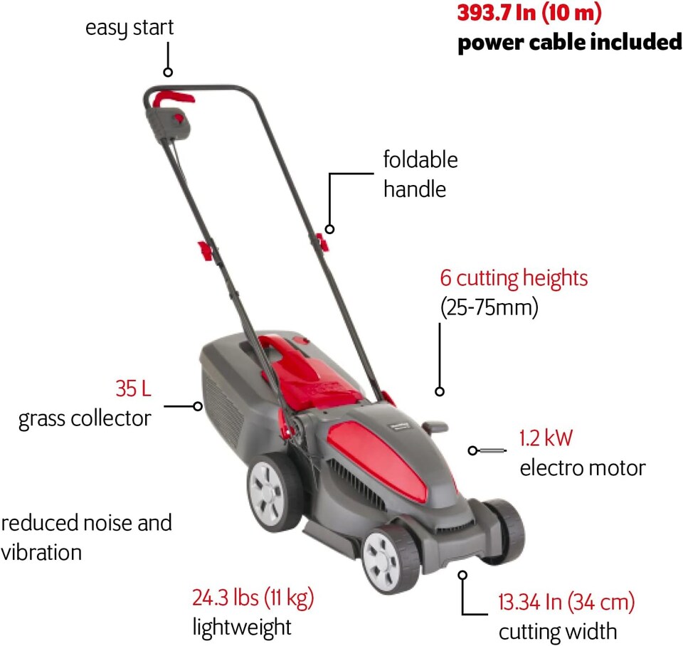 image 1 of Mountfield Electress 1200W Electric Lawnmower 34cm