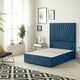 image 3 of Sunburst Divan Bed with 2 Drawers & 54'' Floor Standing Headboard Plush Velvet | Blue | Navy