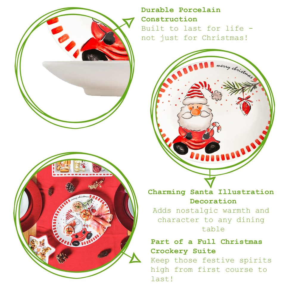 image 1 of Nicola Spring Father Christmas Serving Platters - 31 x 25.5cm - White | White | White