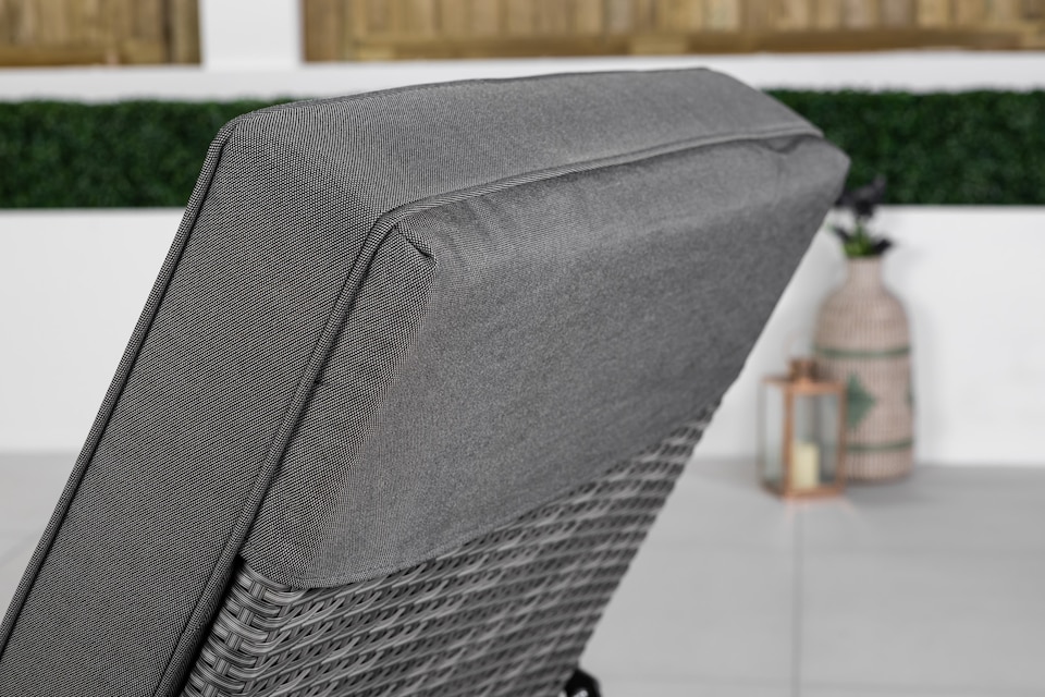 image 1 of Rattan Sun Lounger Sun bed 6 Recline Positions with Cover | Grey | Grey