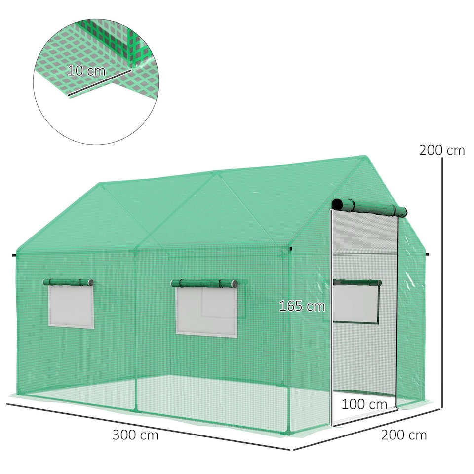 image 1 of Outsunny Tunnel Greenhouse W/ UV-resistant PE Cover, Wide Door, 2 x 3(m), Green