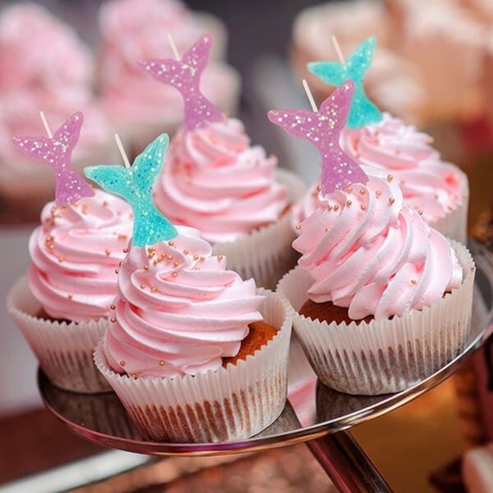 image 1 of Anniversary House Glitter Mermaid Tail Pick Candles Pack of 5