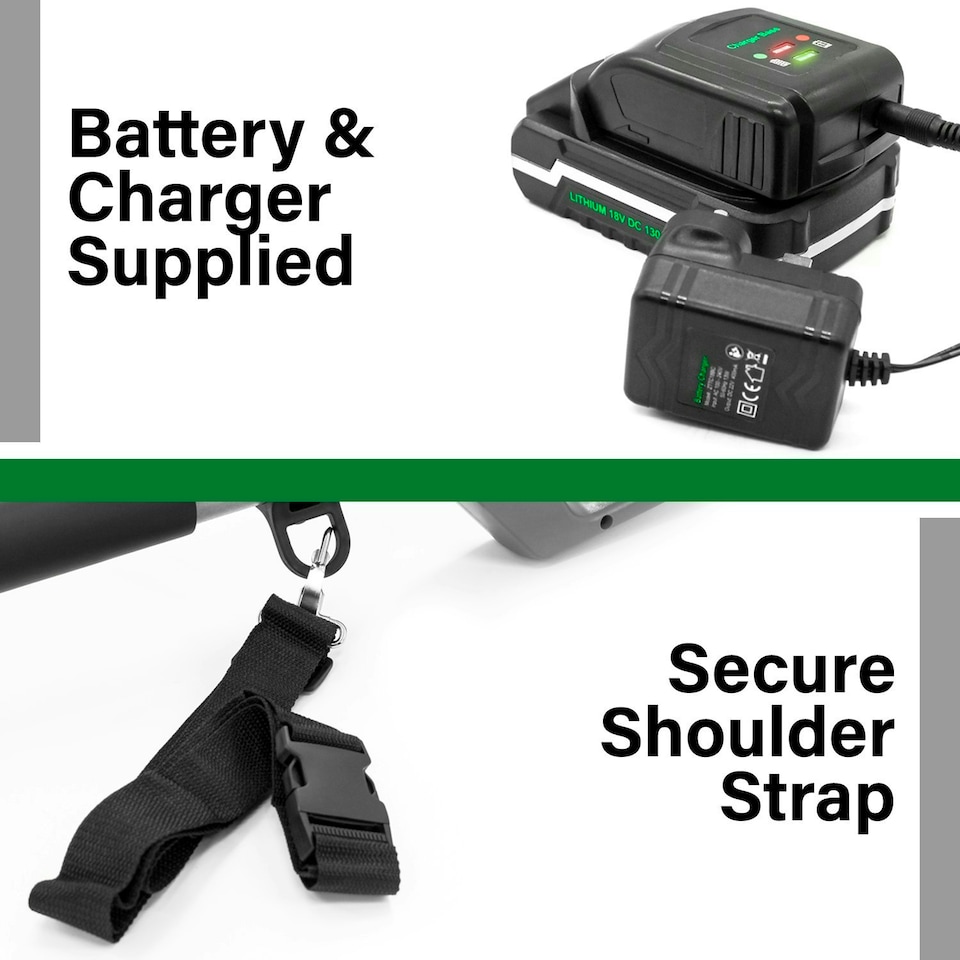 image 1 of Gracious Gardens 18V 2.4m Cordless Telescopic Long Reach Hedge Trimmer 1 Battery | Green | Green | 1