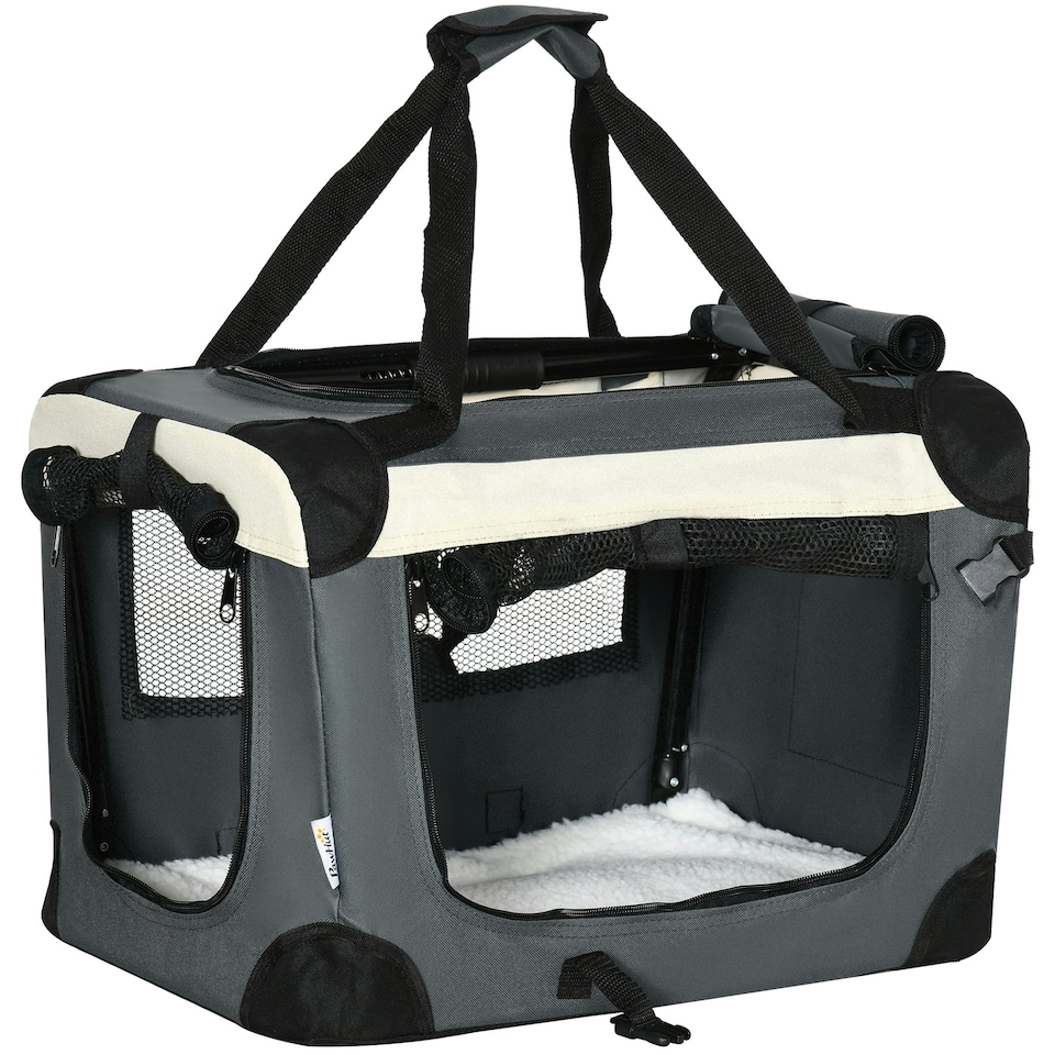image 1 of PawHut 51cm Foldable Pet Carrier Bag Soft Travel Dog Crate for Mini Dogs Grey