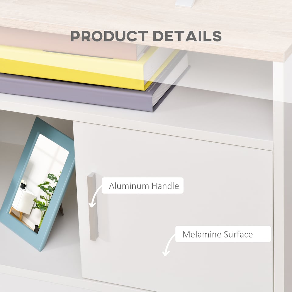 image 1 of HOMCOM TV Stand Cabinet up to 50 , Modern TV Unit with Storage, Open Shelves and Cable Management for Living Room, Bedroom, White