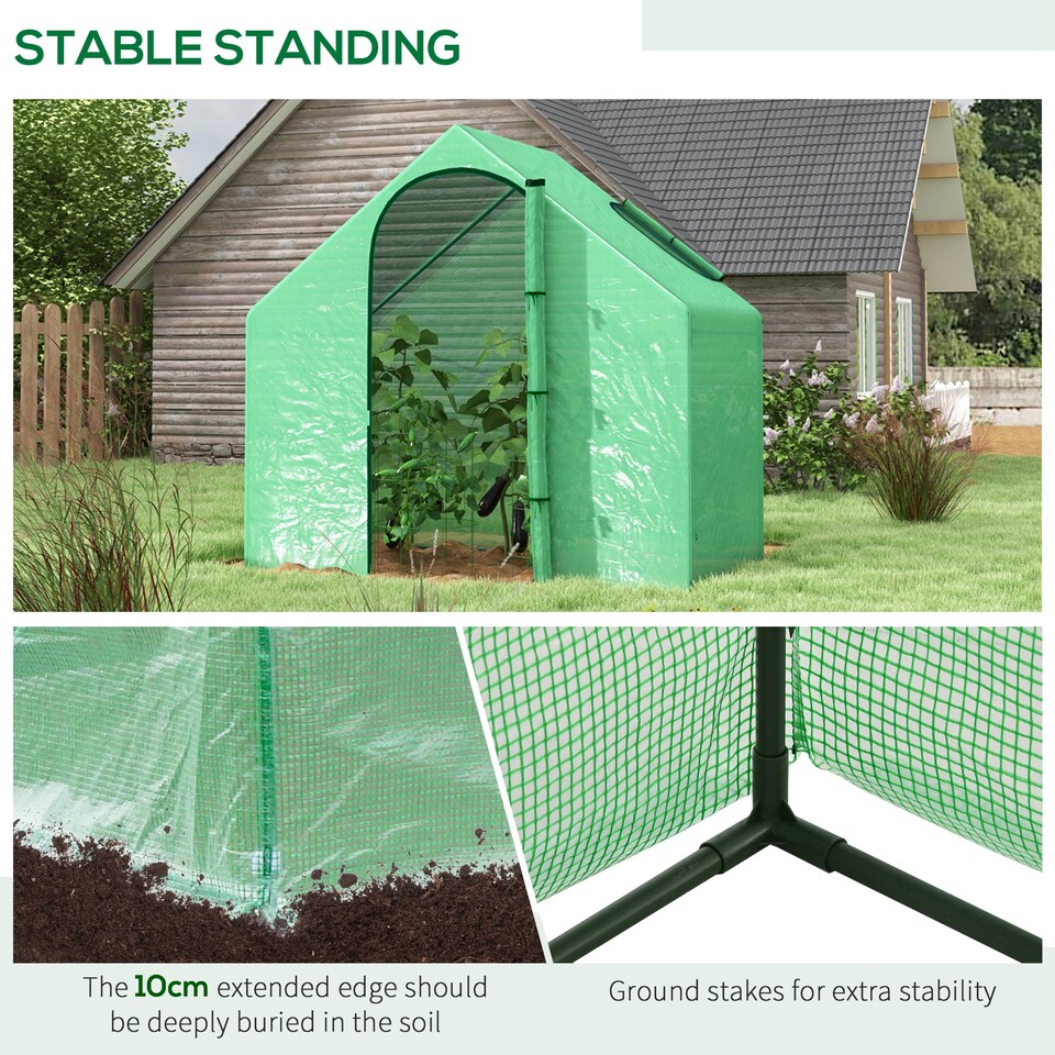 image 1 of Outsunny Walk-In Portable Greenhouse Mini Grown House Steel Frame Window Green