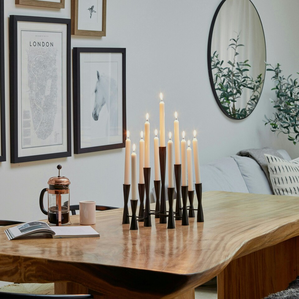image 1 of Parker 11 Piece Candle Centerpiece - Mild Steel - L27 x W51.5 x H42 cm - Black | Black | 1