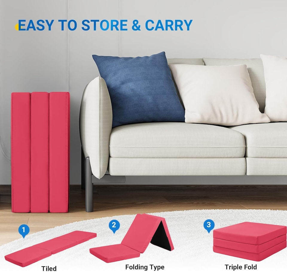 image 1 of Tri Fold Fold Out Z Bed Futon Sofa Chair Mattress