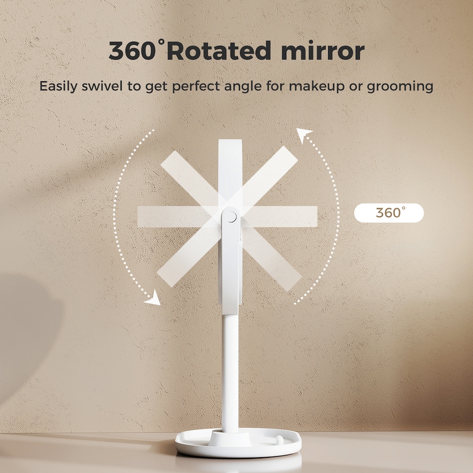 image 1 of Emitto 10X Magnifying Makeup Mirror Round 360° Rotation LED Light Double Side