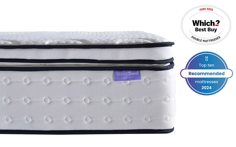 image 1 of SleepSoul Space 2000 Pocket Memory Pillow Top Mattress King Size | White | 1