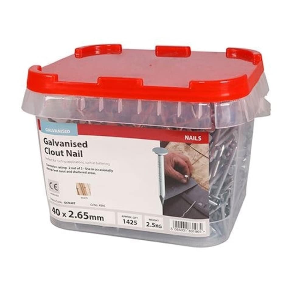 image 1 of Timco - Clout Nails - Galvanised (Size 40 x 2.65 - 2.5 Kilograms)