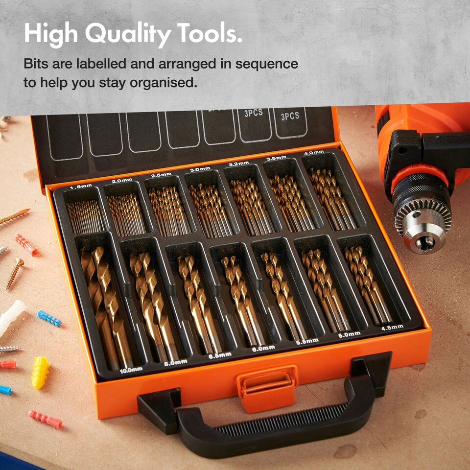 image 1 of VonHaus 99pcs HSS Metal Drill Bit Set with Carry Case