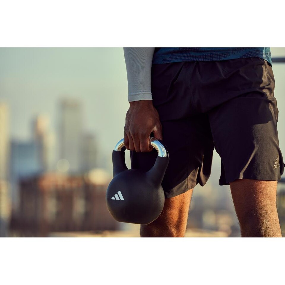 image 1 of Adidas 16 kg Neoprene-Coated Cast Iron Kettlebell | Black | Black | Not provided
