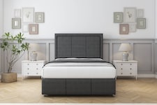 Sloomy Lancaster Graphite Dumfries Divan Bed With Mattress 2 Drawers Footend With 26" Strutted Headboard & 12" Matching Footboard 6' Super King | Grey | Graphite | Super King | 1