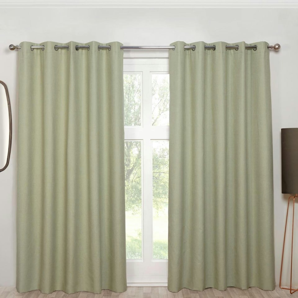 image 1 of Sundour Cosmos Eyelet Curtains Green Green | 66x54"