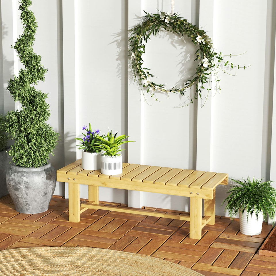 image 1 of Outsunny 1.1M Outdoor Garden Bench Patio Loveseat Fir Wood 2 Person