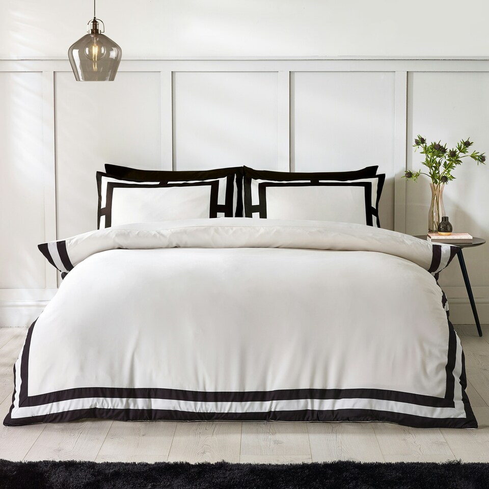 image 1 of Catherine Lansfield So Soft Mono Panel Cream Duvet Cover Set Cream | Double