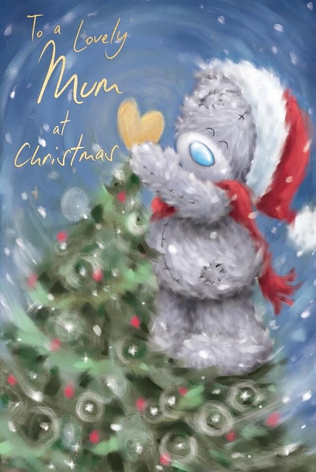image 1 of Bear Putting Star On Tree Lovely Mum Christmas Card