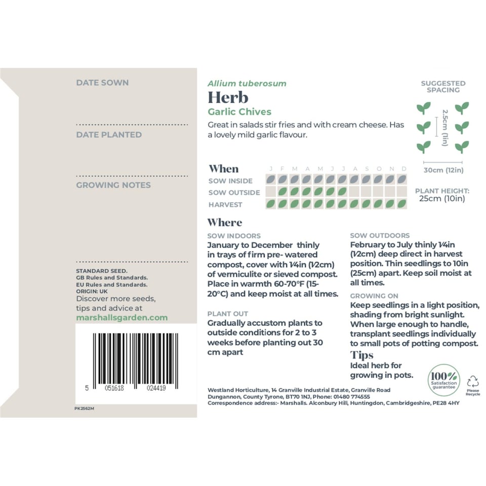 image 1 of Marshalls Garden Garlic Chives Seeds 120 Seeds