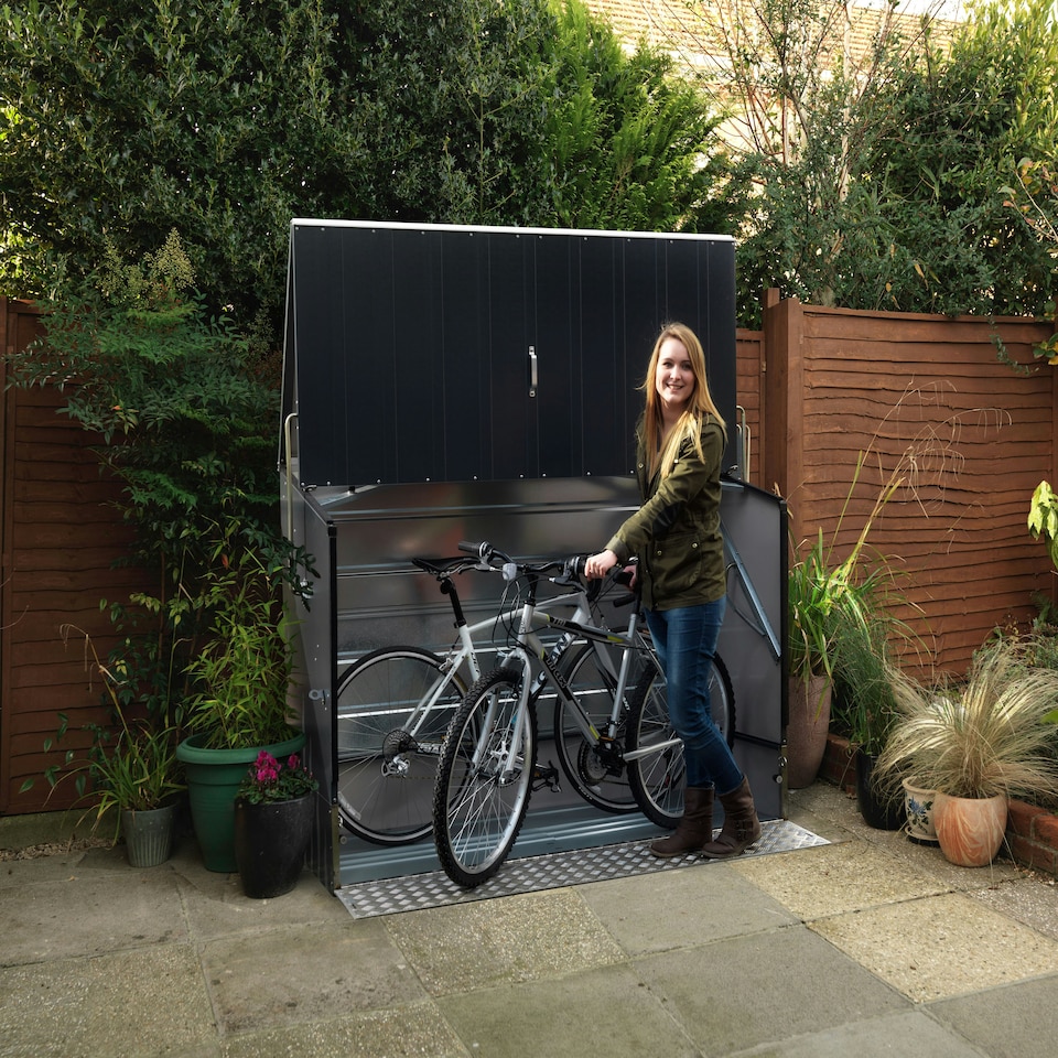 image 1 of Trimetals ProtectaCycle Secure Bike Store with Ramp – Police Approved - Fits up to 3 Adult Bikes Grey