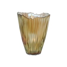 Mocha Rippled Vase - Glass - L14.5 x W14.5 x H25 cm - Mocha | Brown