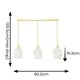 image 3 of ValueLights India White Confetti Glass Shade 3 Drop Brushed Gold Diner Ceiling Pendant Light Gold