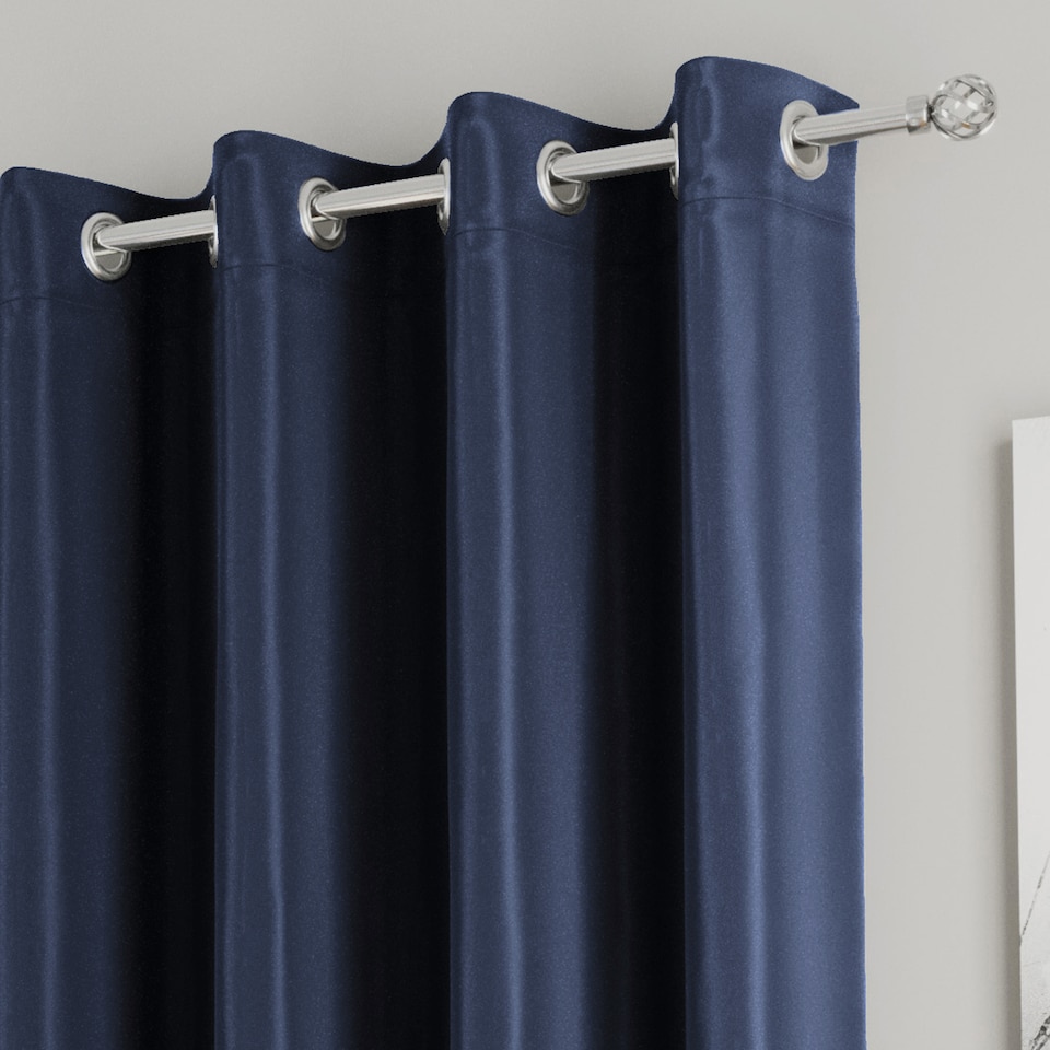 image 1 of Enhanced Living Nightfall Plain Supersoft Navy Thermal Blockout (SINGLE) Eyelet Door Curtain - 66 x 84 inch (168 x 214cm)