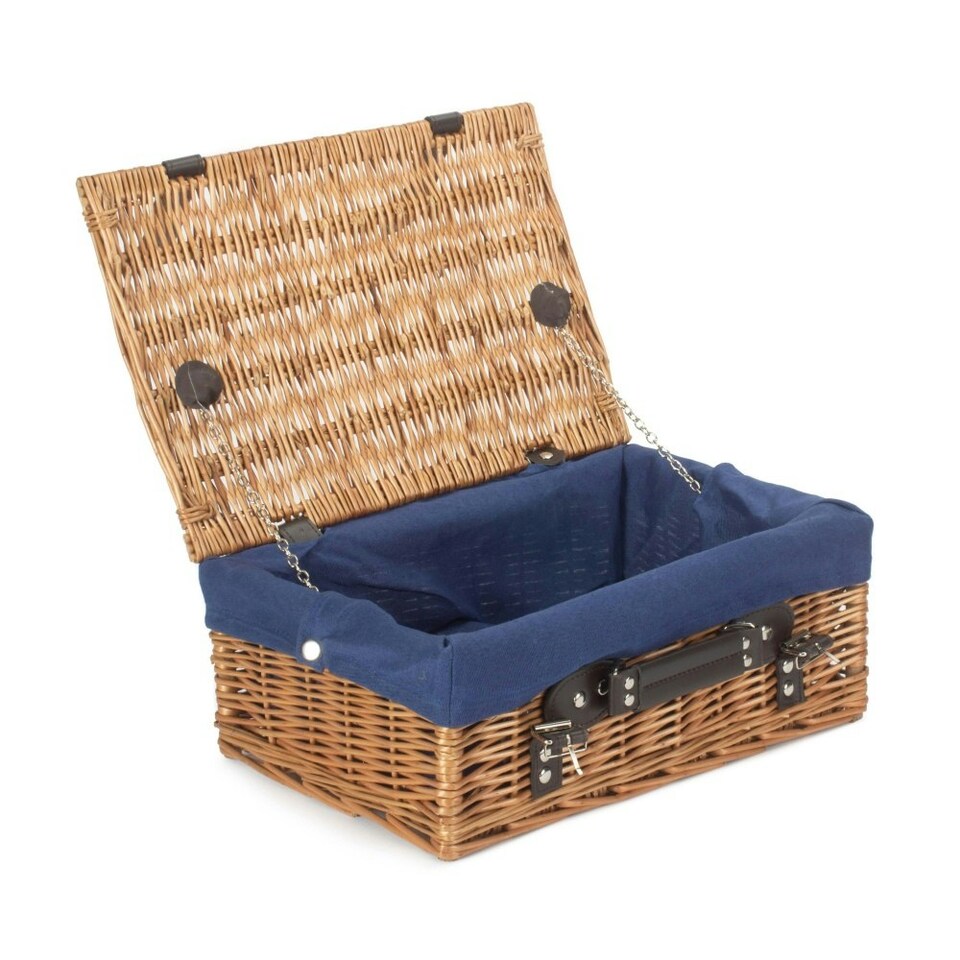image 1 of 36cm Double Steamed Wicker Picnic Basket with Lining Red | Red | One Size