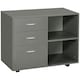 image 1 of HOMCOM Freestanding Storage Cabinet w/ 3 Drawers 2 Shelves 4 Wheels Office Grey
