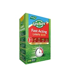 Gro-Sure Fast Acting Lawn Seed 80 Square Meter Quick Growing Hard Wearing Grass Ideal for Bare Patches & Overseeding | Brown