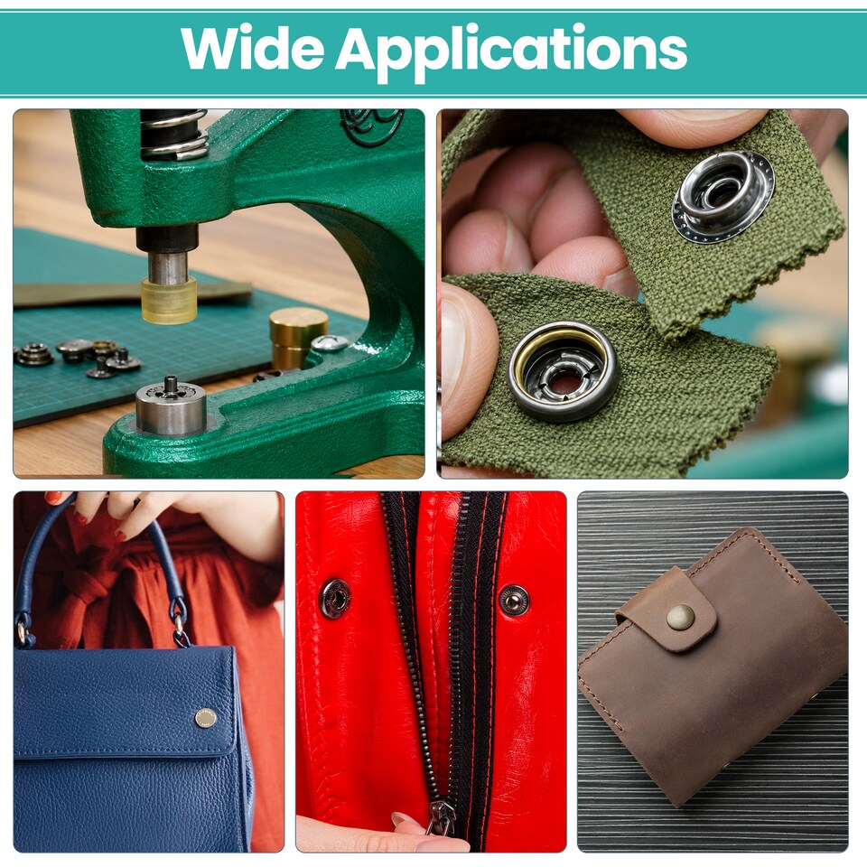 image 1 of 15mm Flat Cap Press Studs Setting Dies Set Tool Kit for Handbags