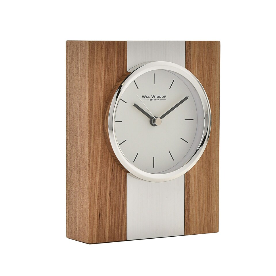image 1 of Wm.Widdop Wood & Metal Mantel Clock Baton Dial Brown | Silver